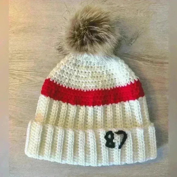 Accessories - NWOT Handcrafted Taylor Swift Inspired Beanie with Fluffy Pom Pom